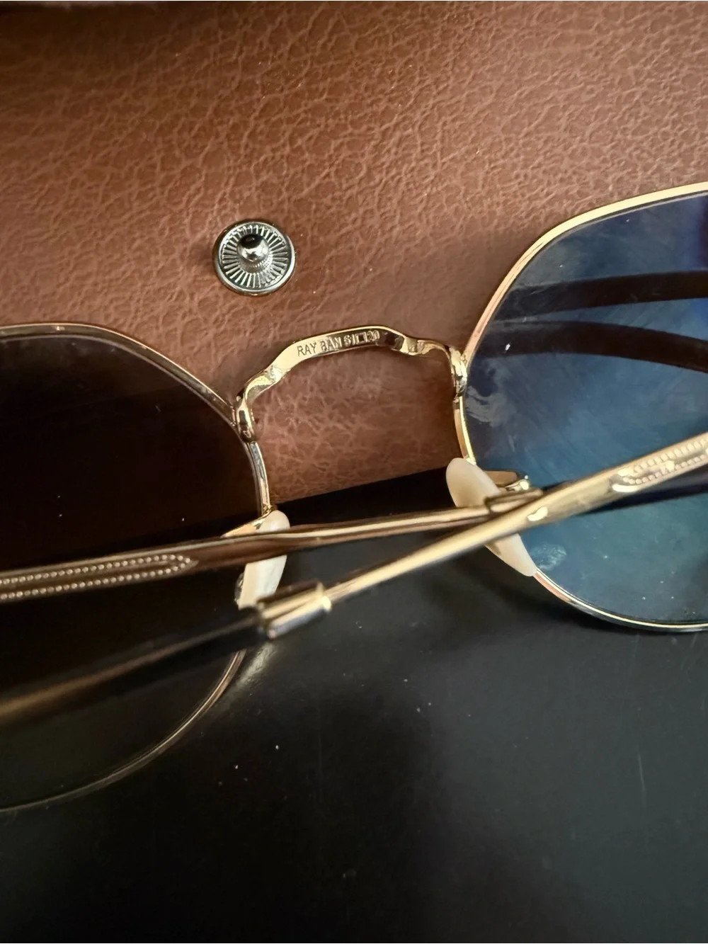 Ray-Ban Gold Frame Sunglasses with Brown Lenses